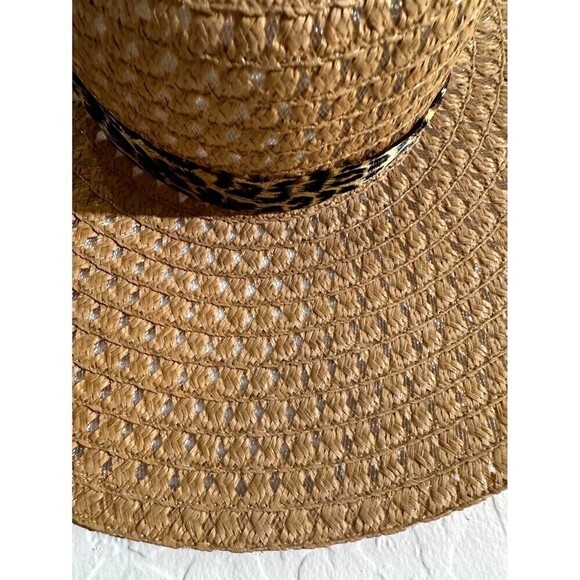 Women Leopard Print Big Straw Hat Sun Floppy Wide Hats One Size - Picture 8 of 14